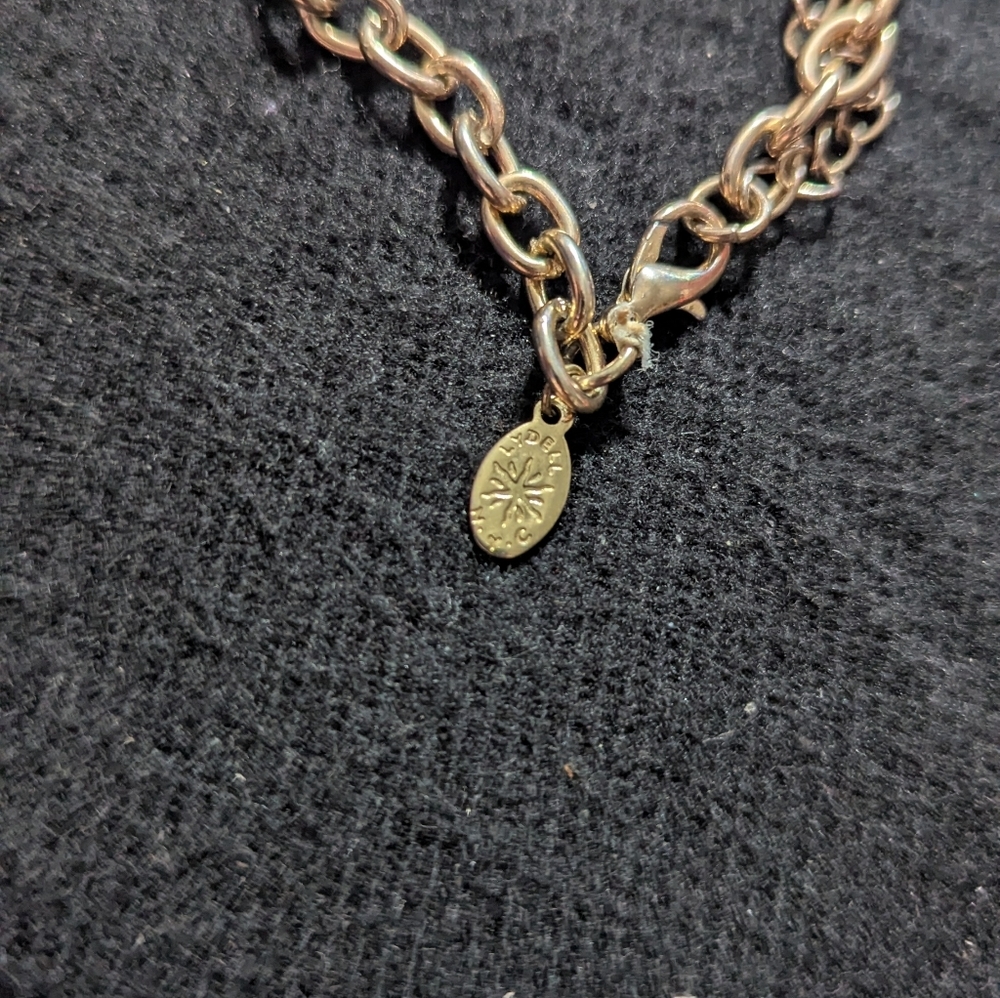 Lydell Gold Tone Layered Chain Faux Coin Statement Necklace - Picture 5 of 5
